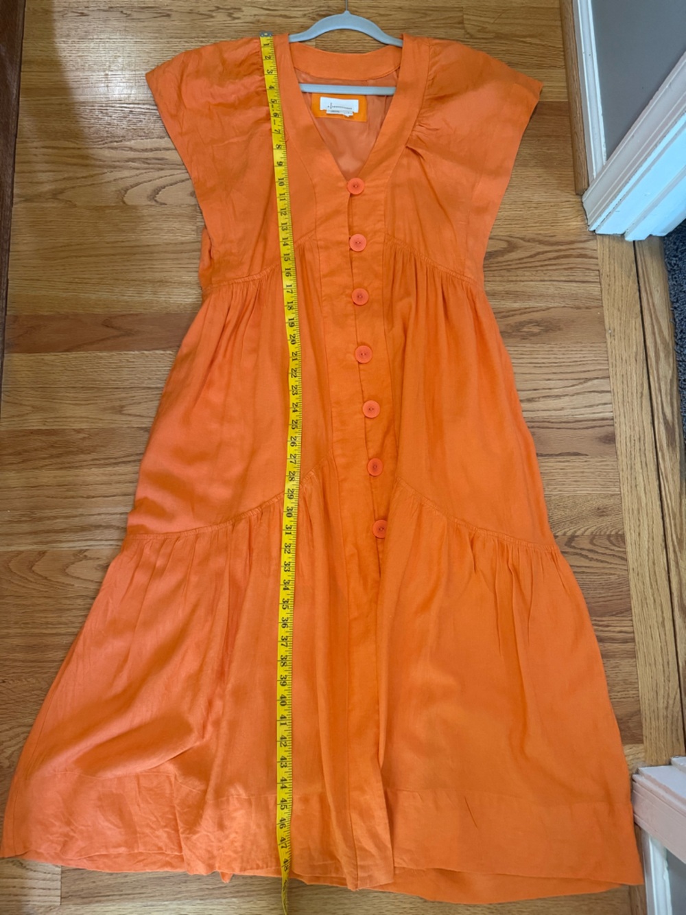 Anthropologie Orange Button-Front Maxi Dress - Picture 8 of 8